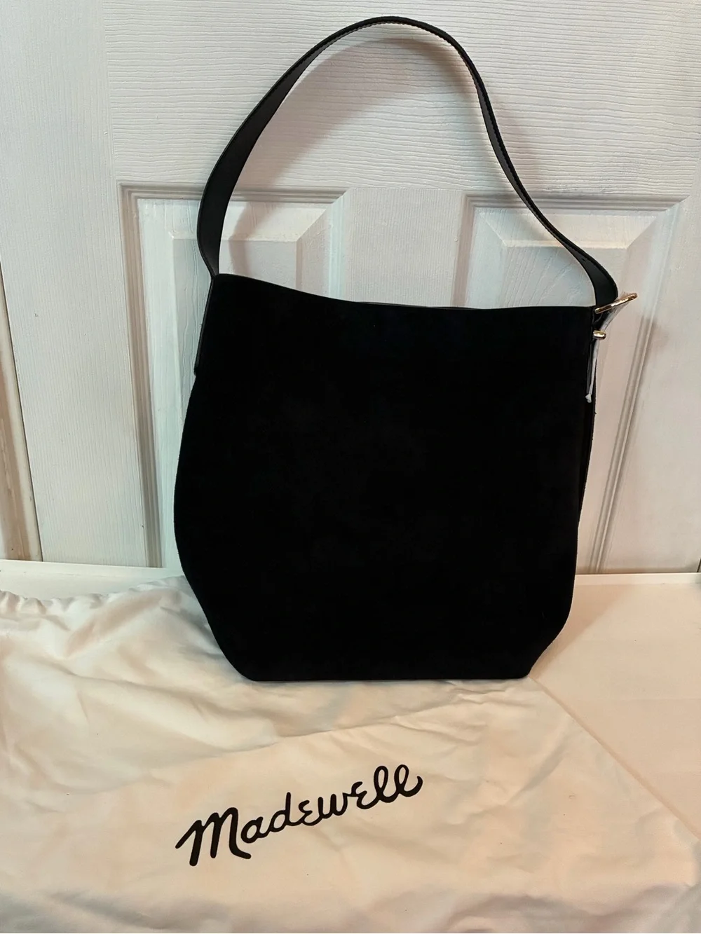 NWT Madewell The Essential Suede Bucket Tote Bag Deep Indigo Navy Dust Bag NM988